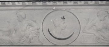 Manchester Council Chamber, School of Sci and Tech Signs of the Zodiac, Side ceiling panels 1901 frieze 2, sculpture by Thomas Mewburn Crook